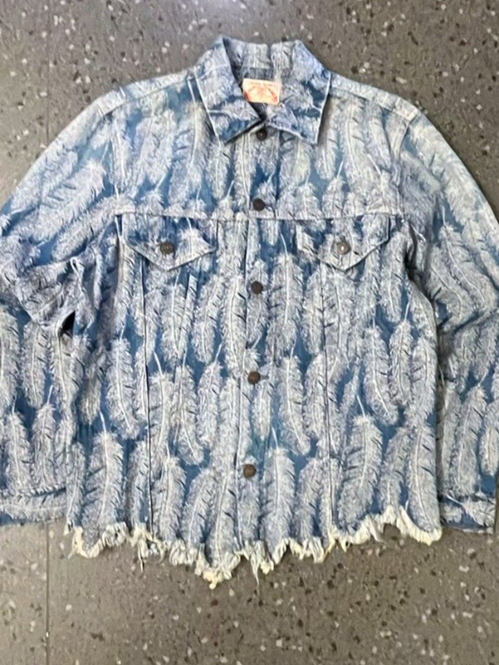 Kapital Brand Indigo Feather Print Distressed Denim Jacket Japan Made